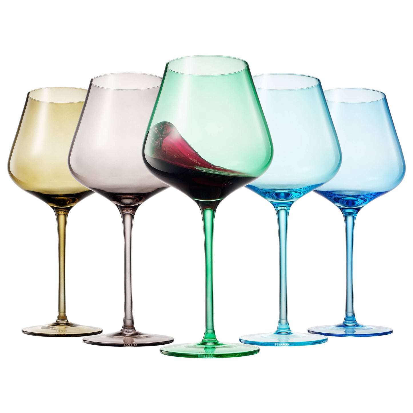 Colors of Rocky Mountains, Colored Stemmed Wine | Set of 5