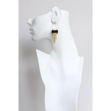 Load image into Gallery viewer, FERE57 Art Deco black hoop earrings
