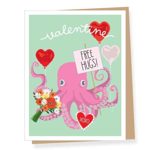 Octopus Hugs Valentine's Day Card - Front & Company: Gift Store