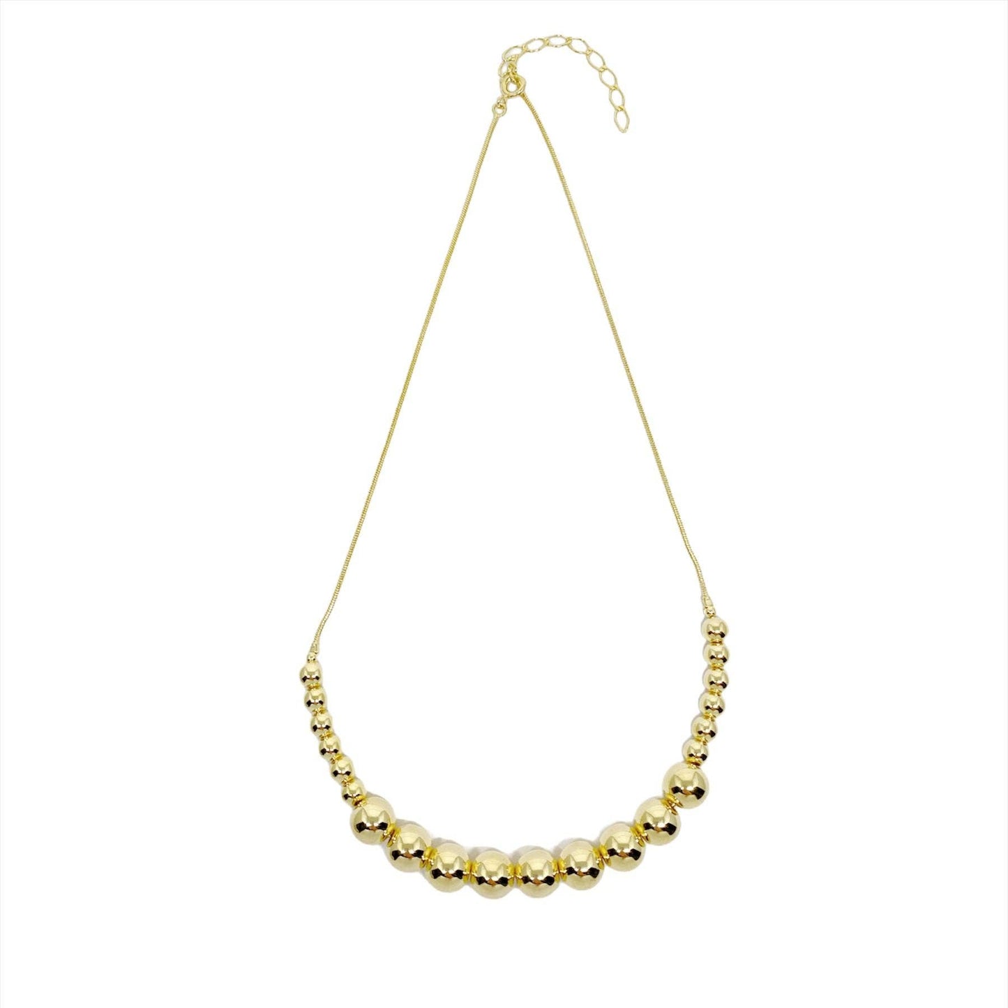 18k Gold Filled Beaded Necklace Featuring Round Snake Chain