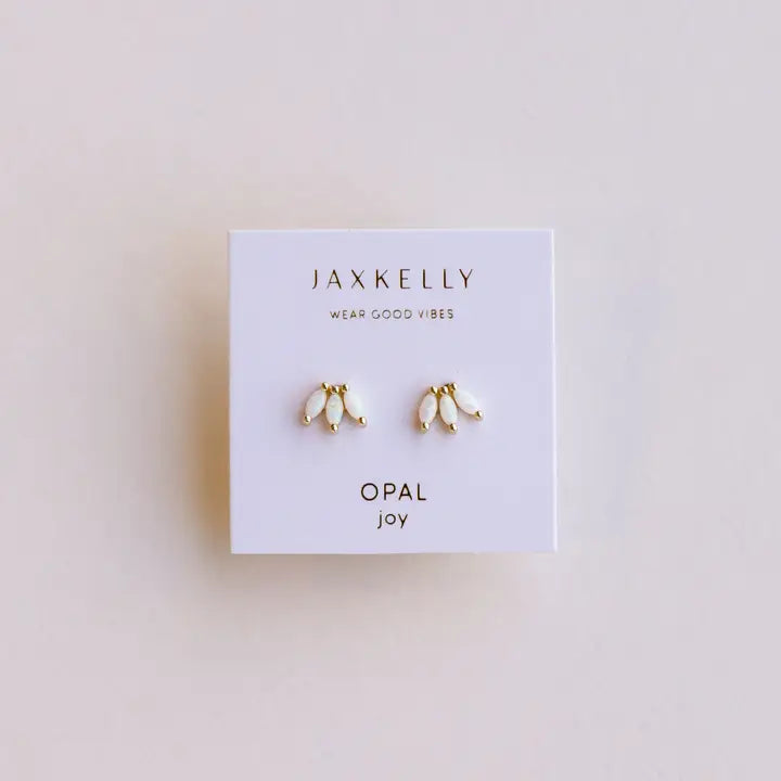 Opal Crown Stud - White - Earring