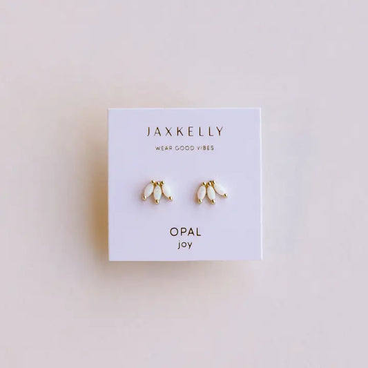 Opal Crown Stud - White - Earring
