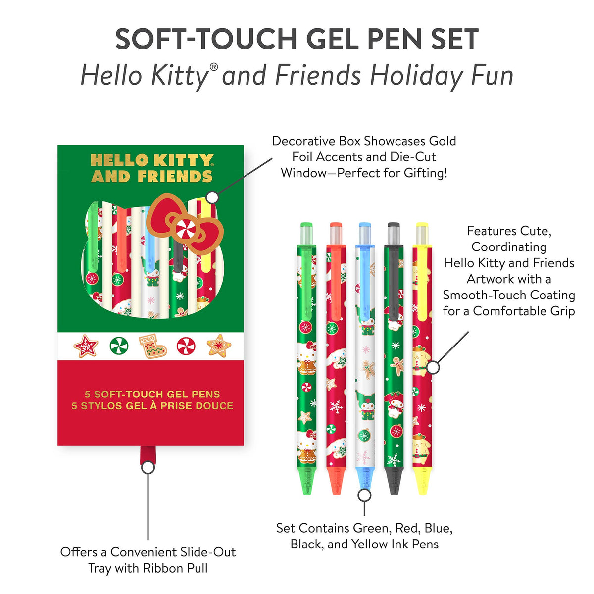 Hello Kitty & Friends Holiday Soft-Touch Gel Pens