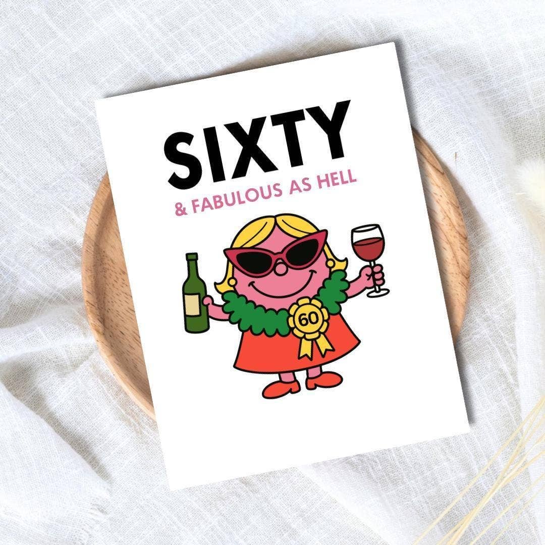 60TH BIRTHDAY CARD - Funny Prosecco Card for Women
