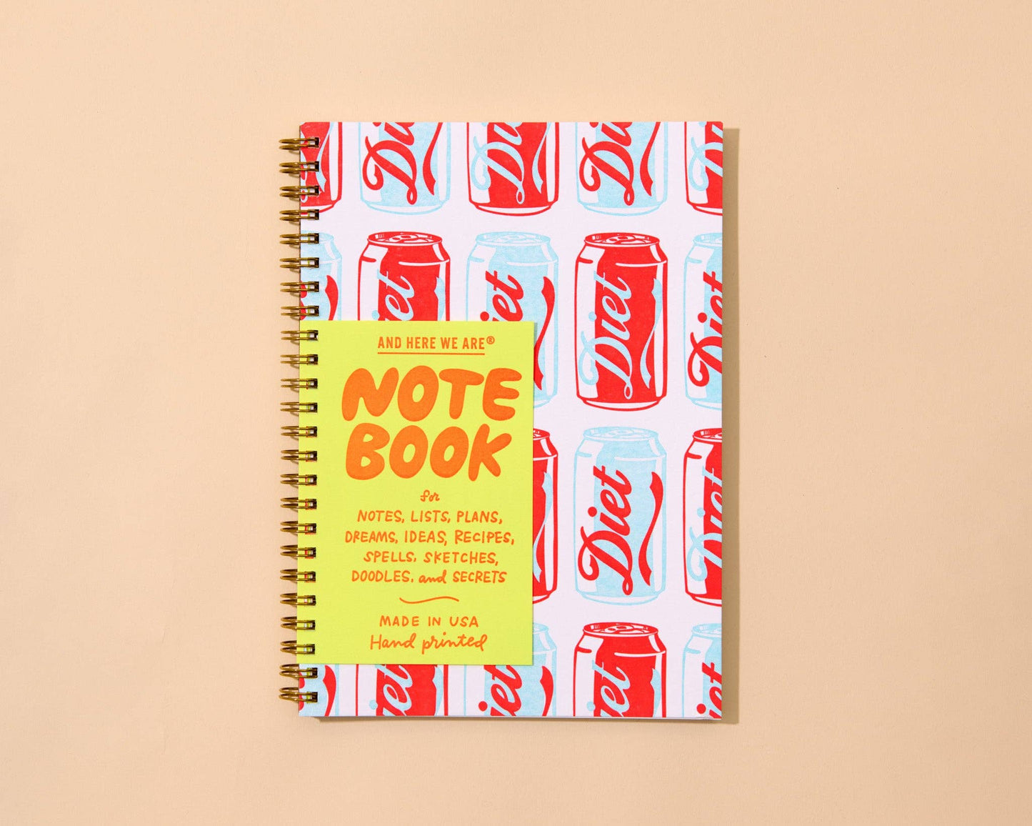 Modern Letterpress Spiral Notebook- Diet Soda Warhol Pop Art