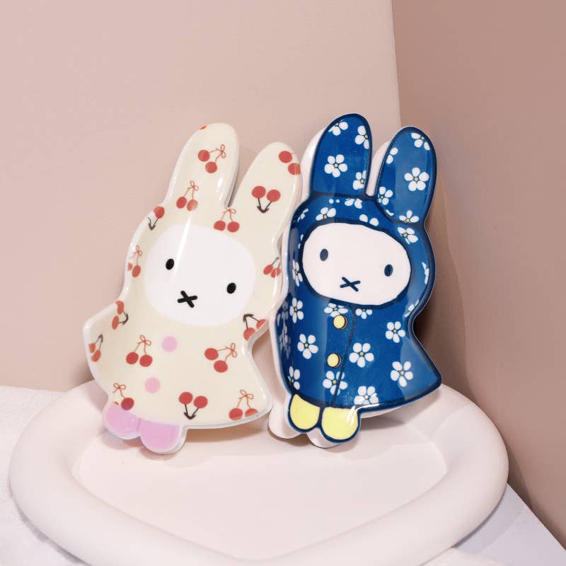 Cartoon Cherry & Floral Raincoat Print Bunny Hair Claw Clip