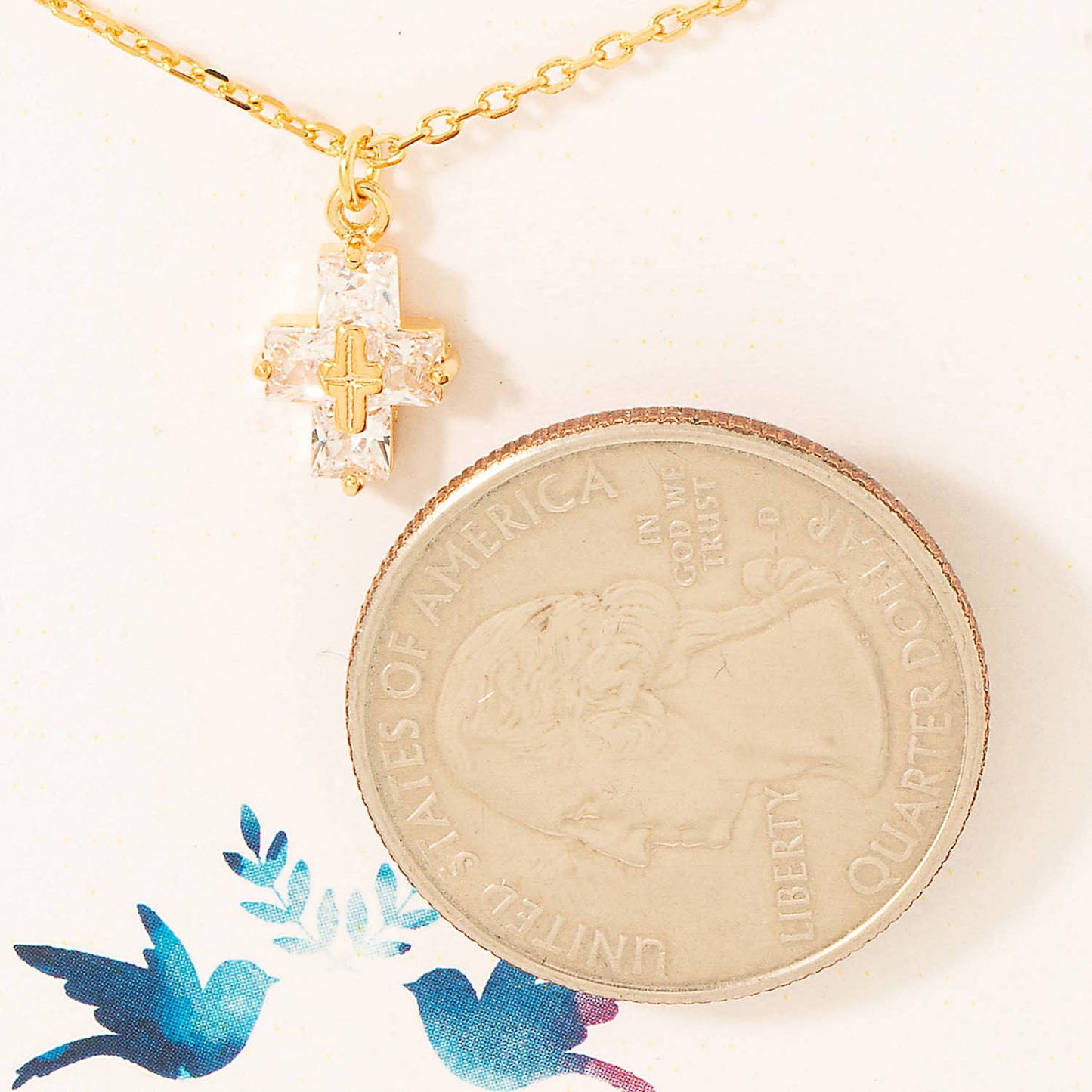 Gold Dipped Cz Cross Pendant Necklace