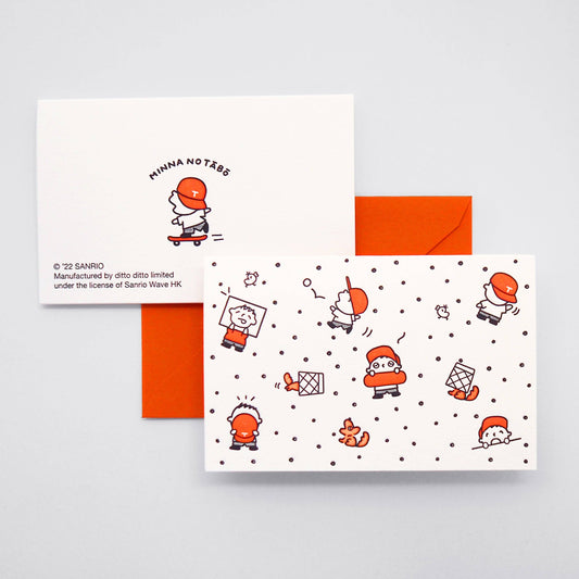 Sanrio pattern card - minna no tabo - letterpress mini card