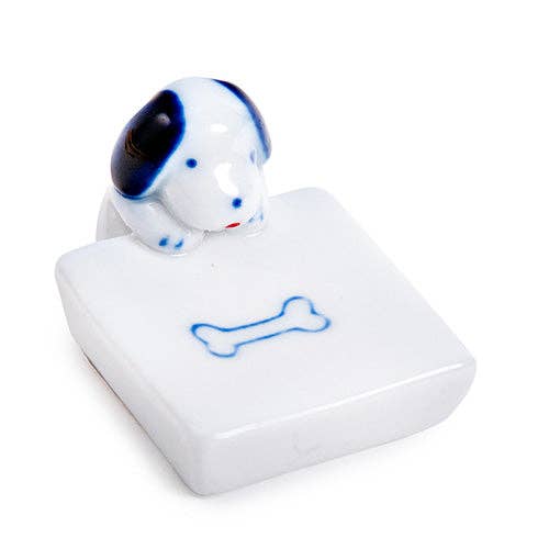 Dog and Bone Porcelain Chopsticks Rest 1.75"L