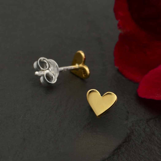 Silver, Bronze or Gold Tiny Heart Stud Earrings 5x5mm
