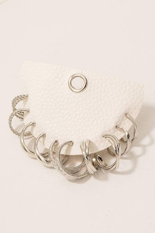 Five Pair Assorted Hoop Earrings Set
