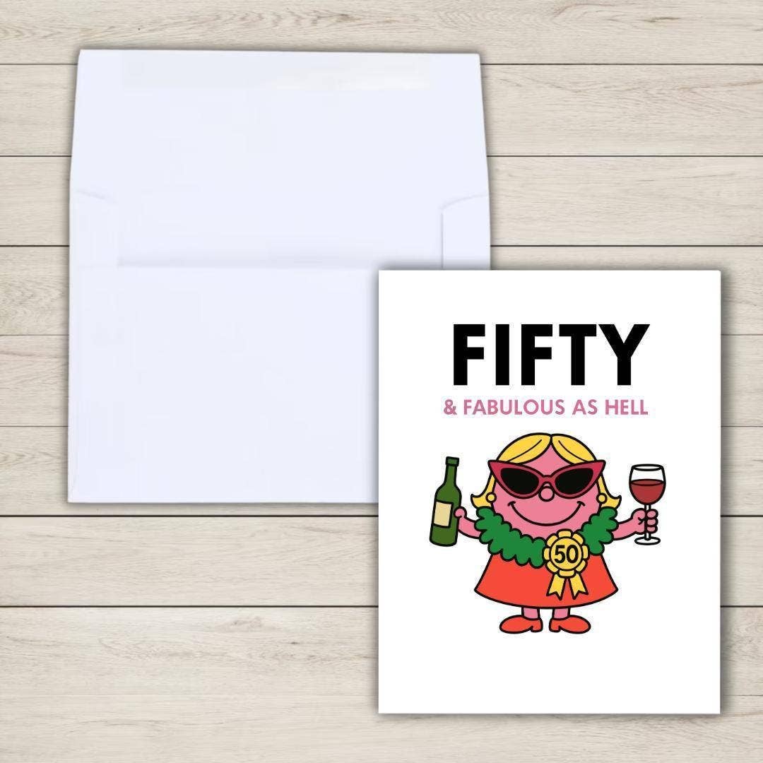 "Fifty & Fabulous as Hell" 50th Birthday Card