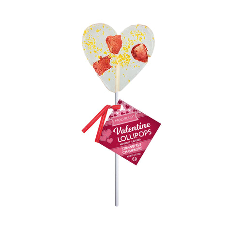 Heart Shaped Strawberry Champagne Lollipops - Front & Company: Gift Store