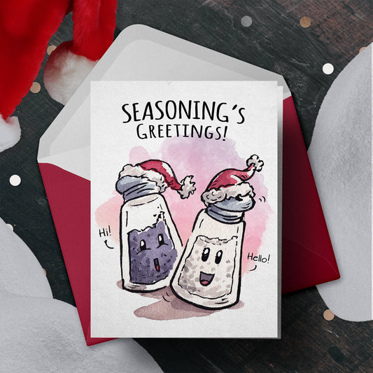 "Seasoning's Greetings" - Cute, Chef, Foodie Christmas Card