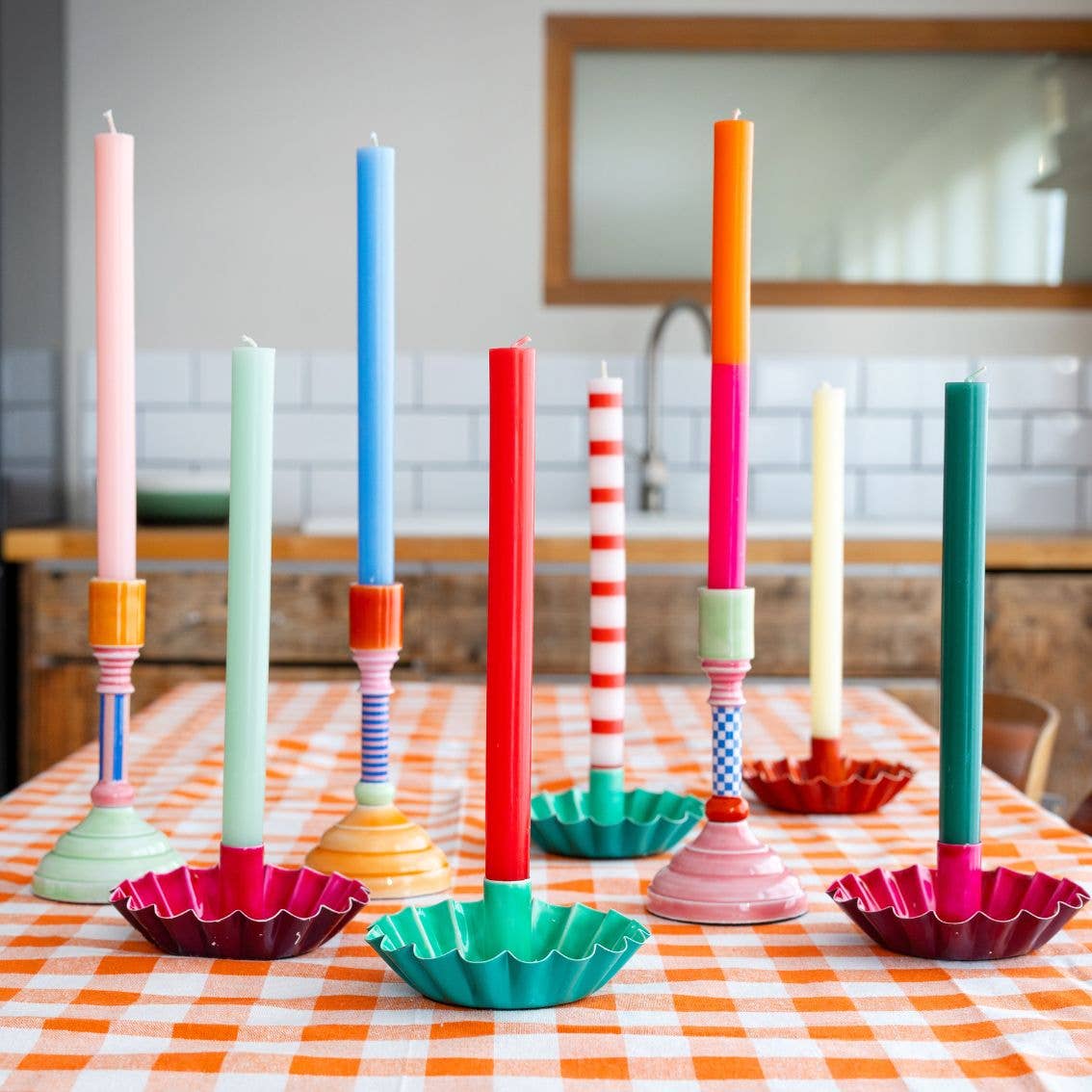 Orange & Pink Taper Candles | 25 Candles | POS Unit | Fall |