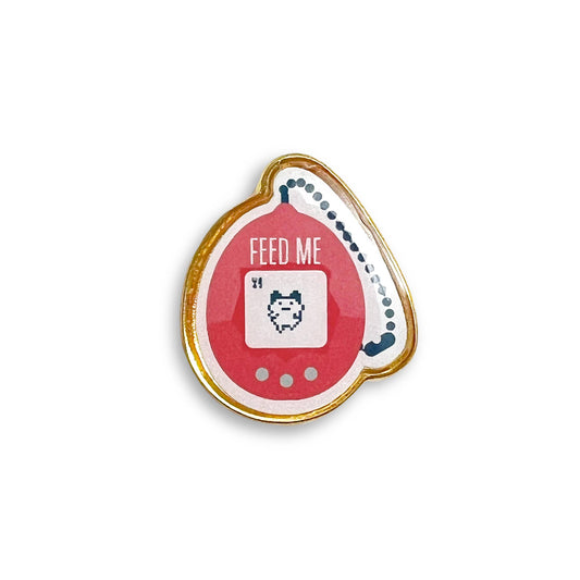 Feed me tamagotchi lapel pin