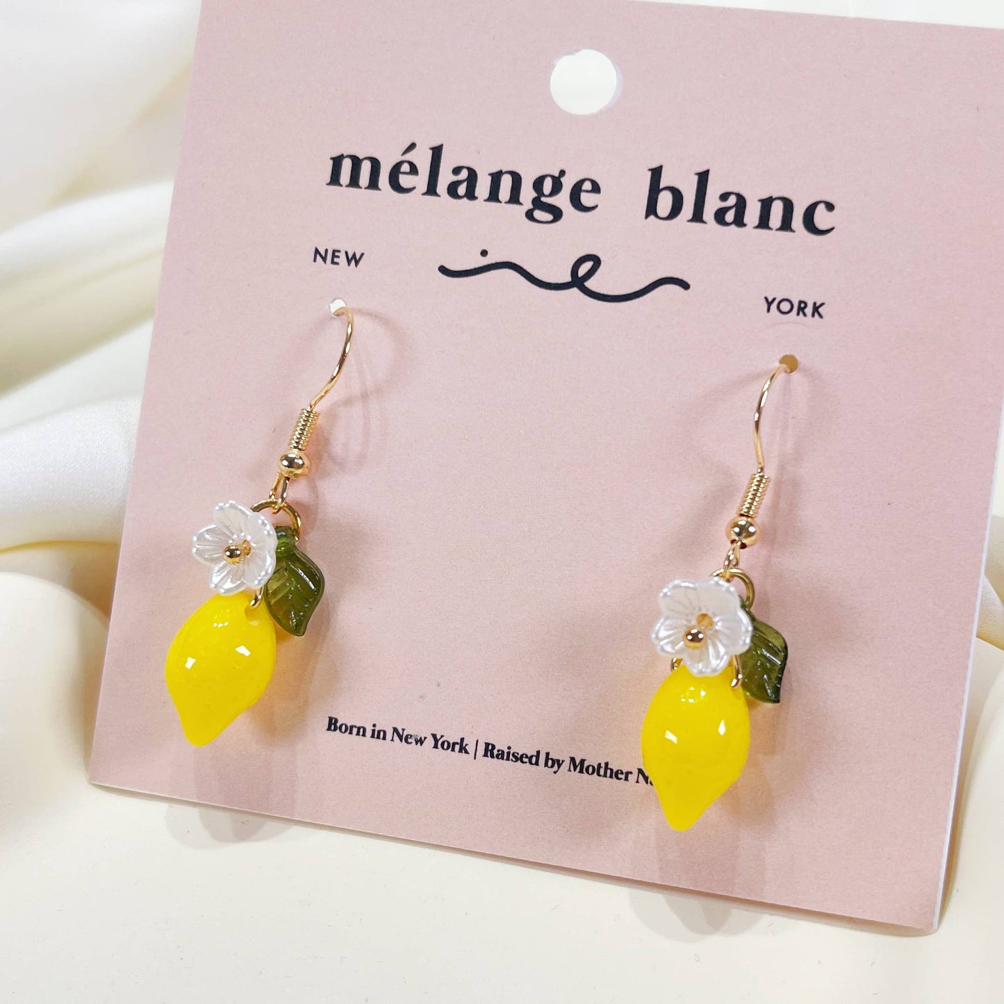 E215 lemon flower fruit dangle earrings, fruit earrings