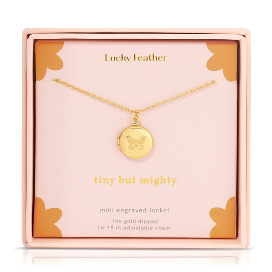 Mini Engraved Locket - Butterfly