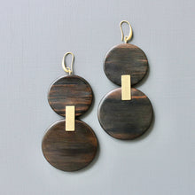 Load image into Gallery viewer, JLTE71 ebony wood shoulder duster earrings
