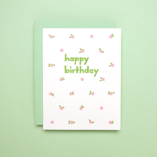 Mini Floral Birthday  - Letterpress Greeting Card