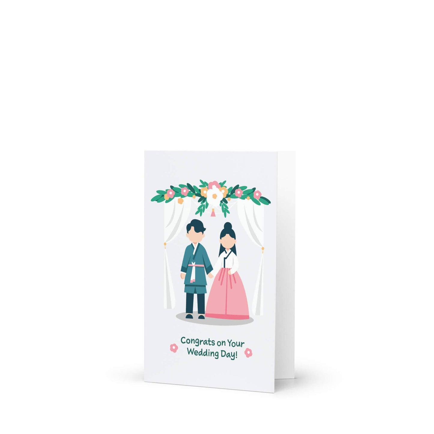 Korean Couple Asian Wedding Cards | Hanbok Floral Greeting Love Newlyweds