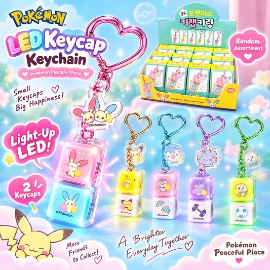 Pokémon Peaceful Place LED Keycap Keychain – 2 Keycaps