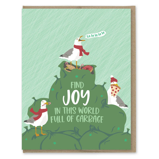 Find Joy in Garbage Seagulls Holiday Card