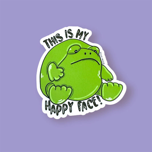 This Is My Happy Face Grumpy Frog Vinyl Sticker
