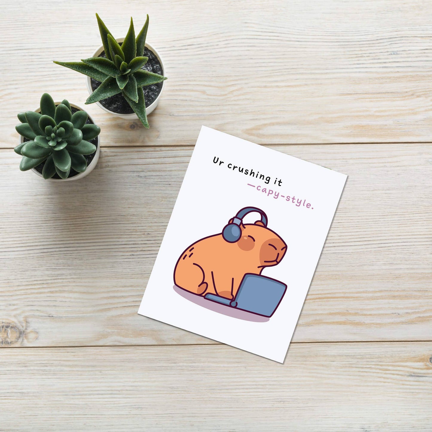 Crushing It Capybara Support Cards | Cute Animal Encouragement Get Well Friends
