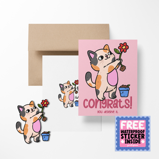 Cali-flower Cats Greeting Card