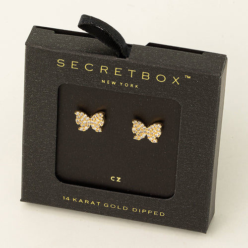 Secret Box Cz Mini Butterfly Earrings - Front & Company: Gift Store