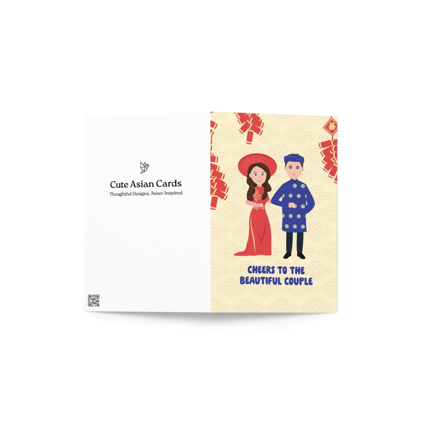 Vietnamese Couple Asian Wedding Cards | Ao Dai Greeting Bride Groom