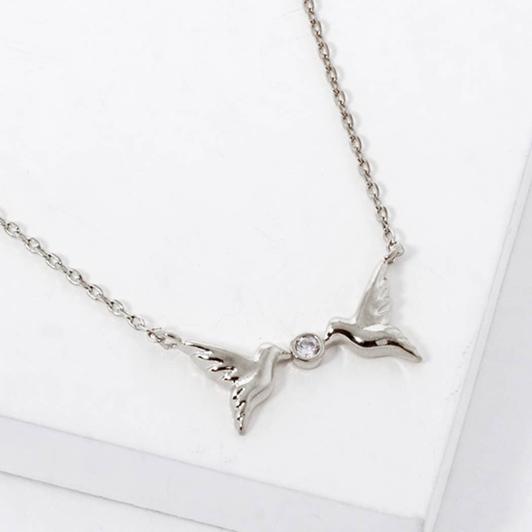 Gold-Dipped Two Hummingbirds Together Necklace