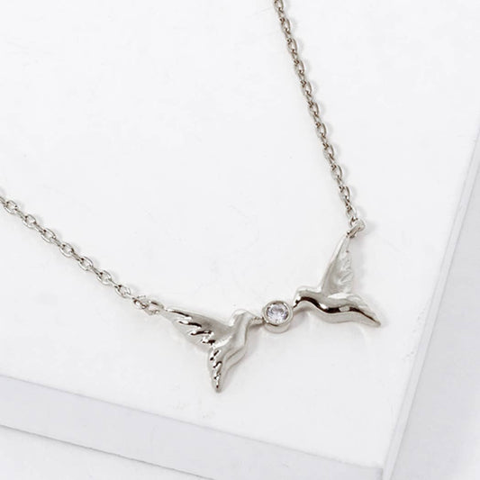Gold-Dipped Two Hummingbirds Together Necklace
