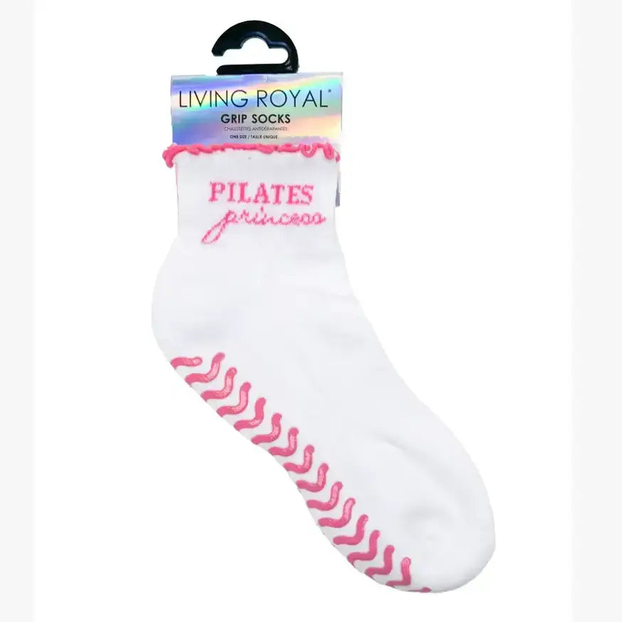 Bottom Grip Ankle Socks w/ Ruffles - "Namaste" - Black