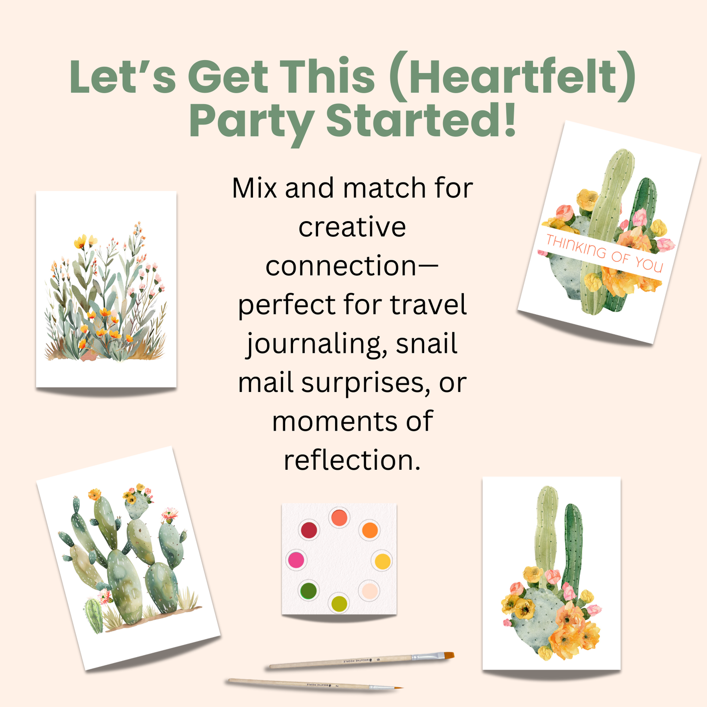 All in One Watercolor Paint Set / Postcard Kit: Botanicals
