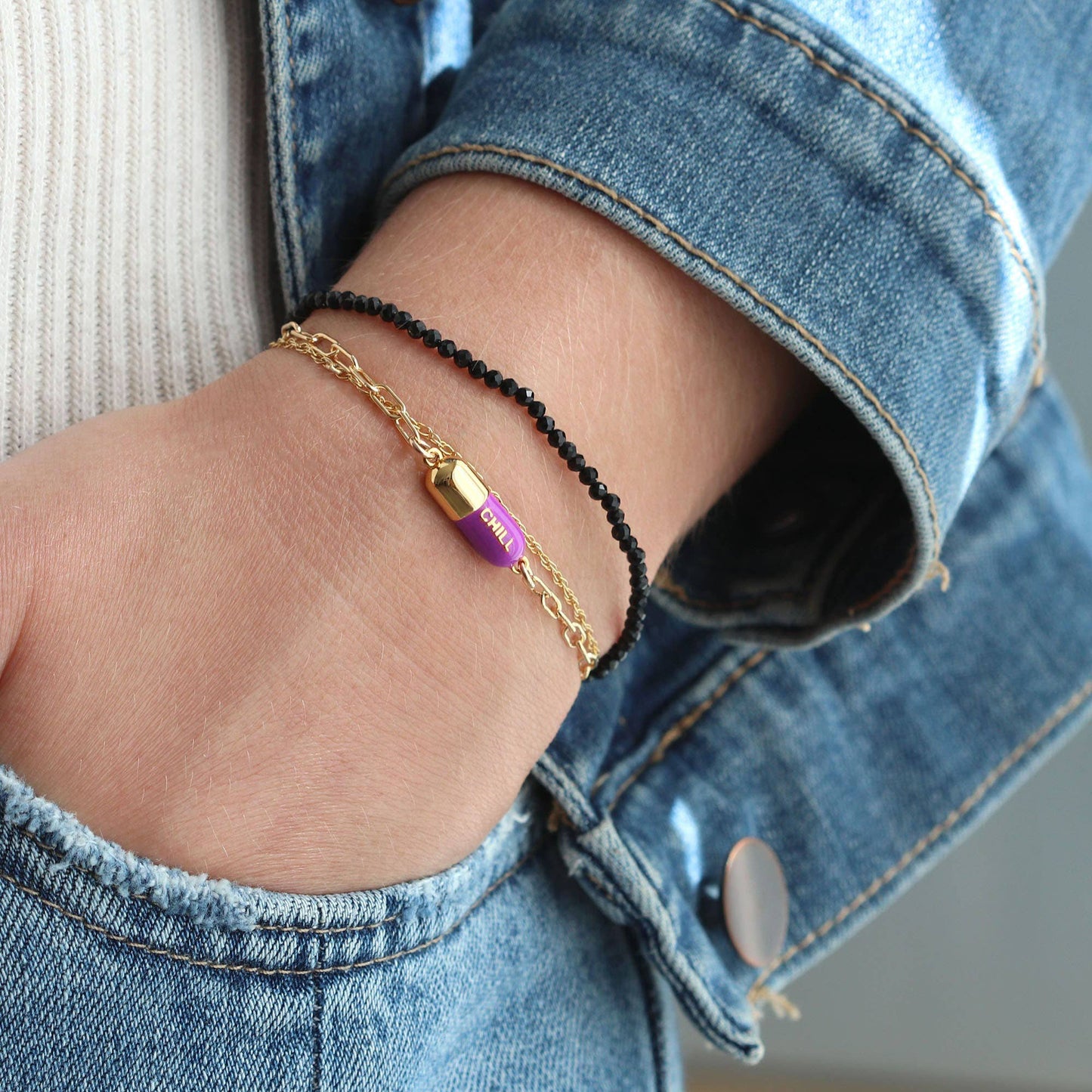 Chill Pill Charm Bracelet 18K Gold Vermeil