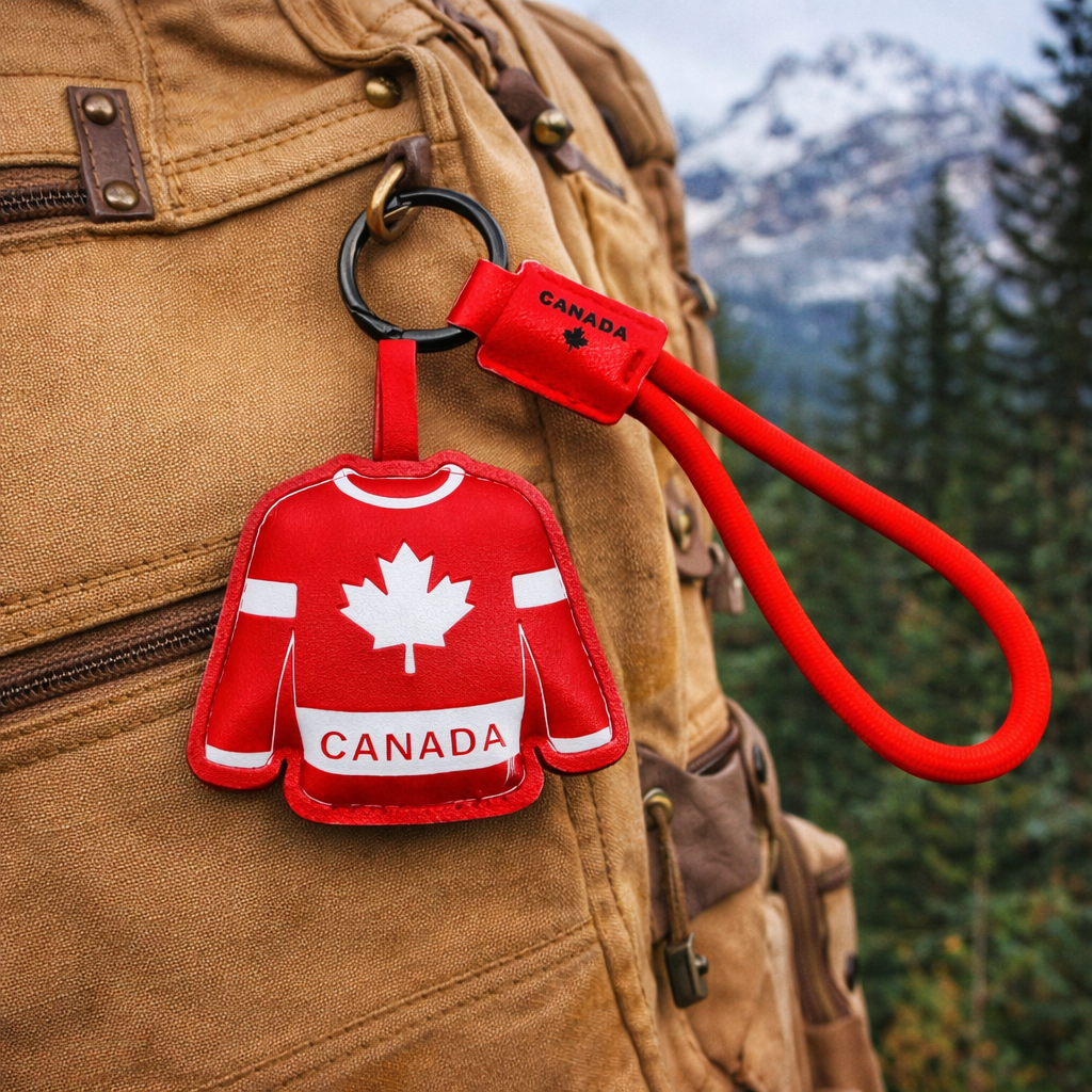 Canada Maple Leaf Hockey Jersey Bag Charm Keychain