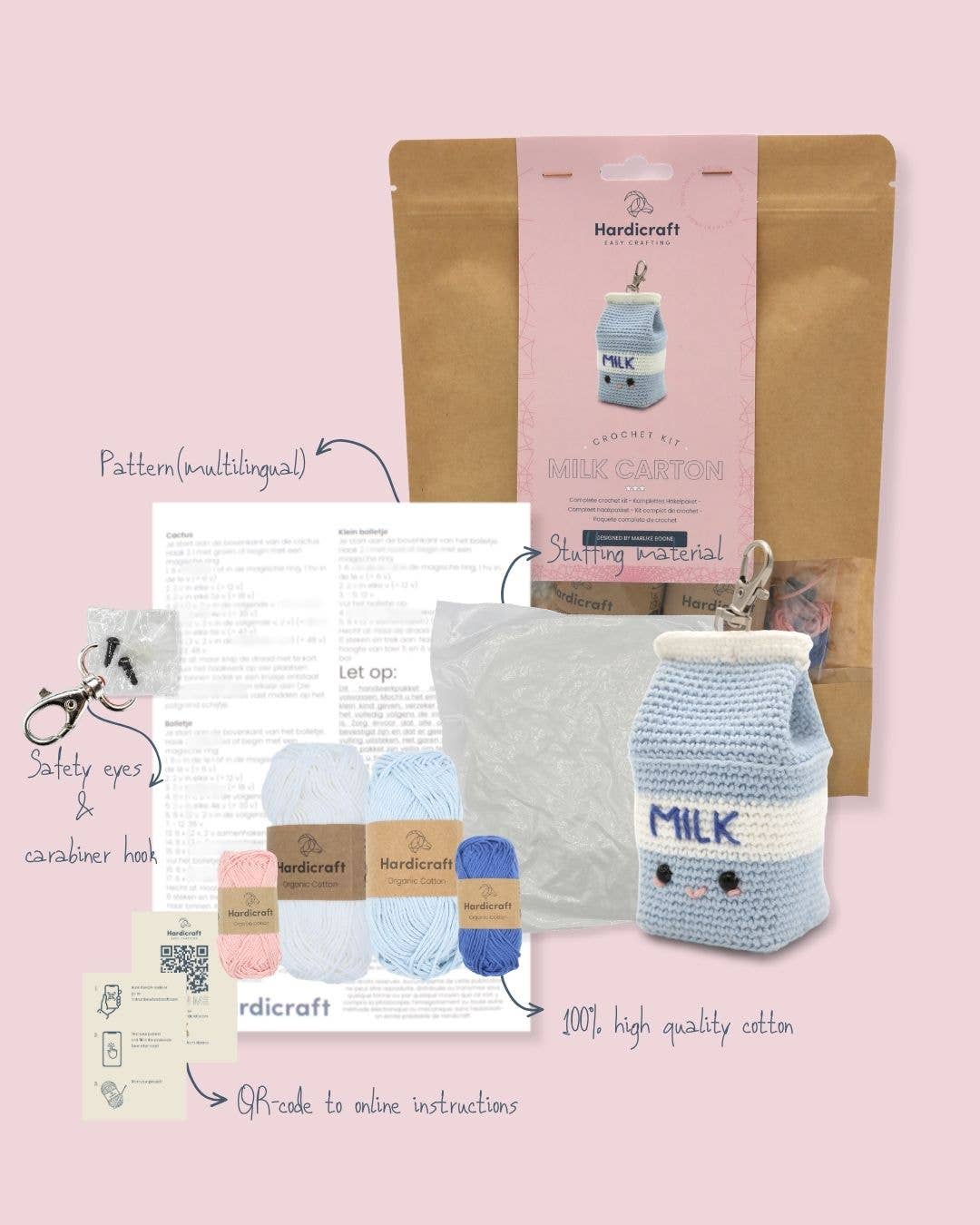 DIY Crochet Kit - Milk Carton Bag Charm