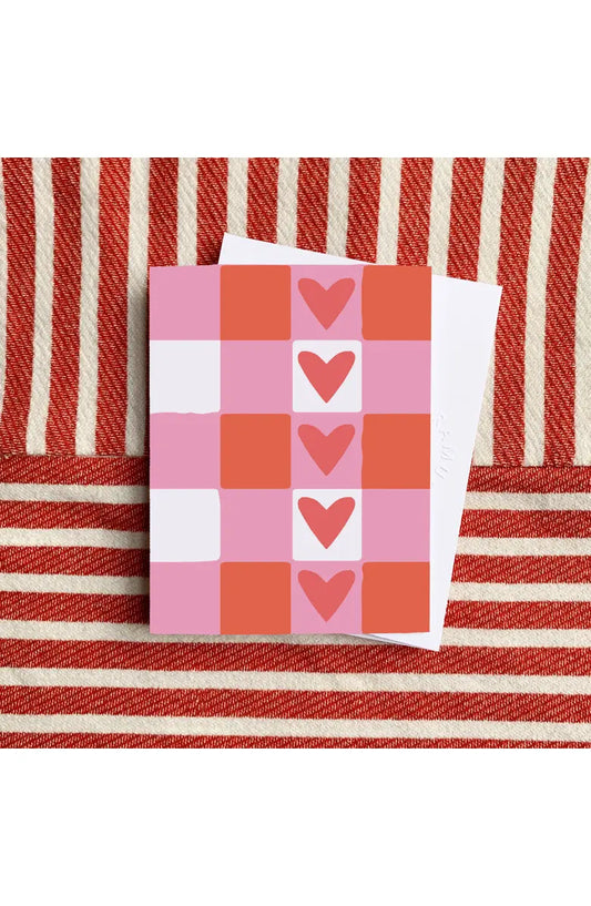 Heart Plaid Pink Card