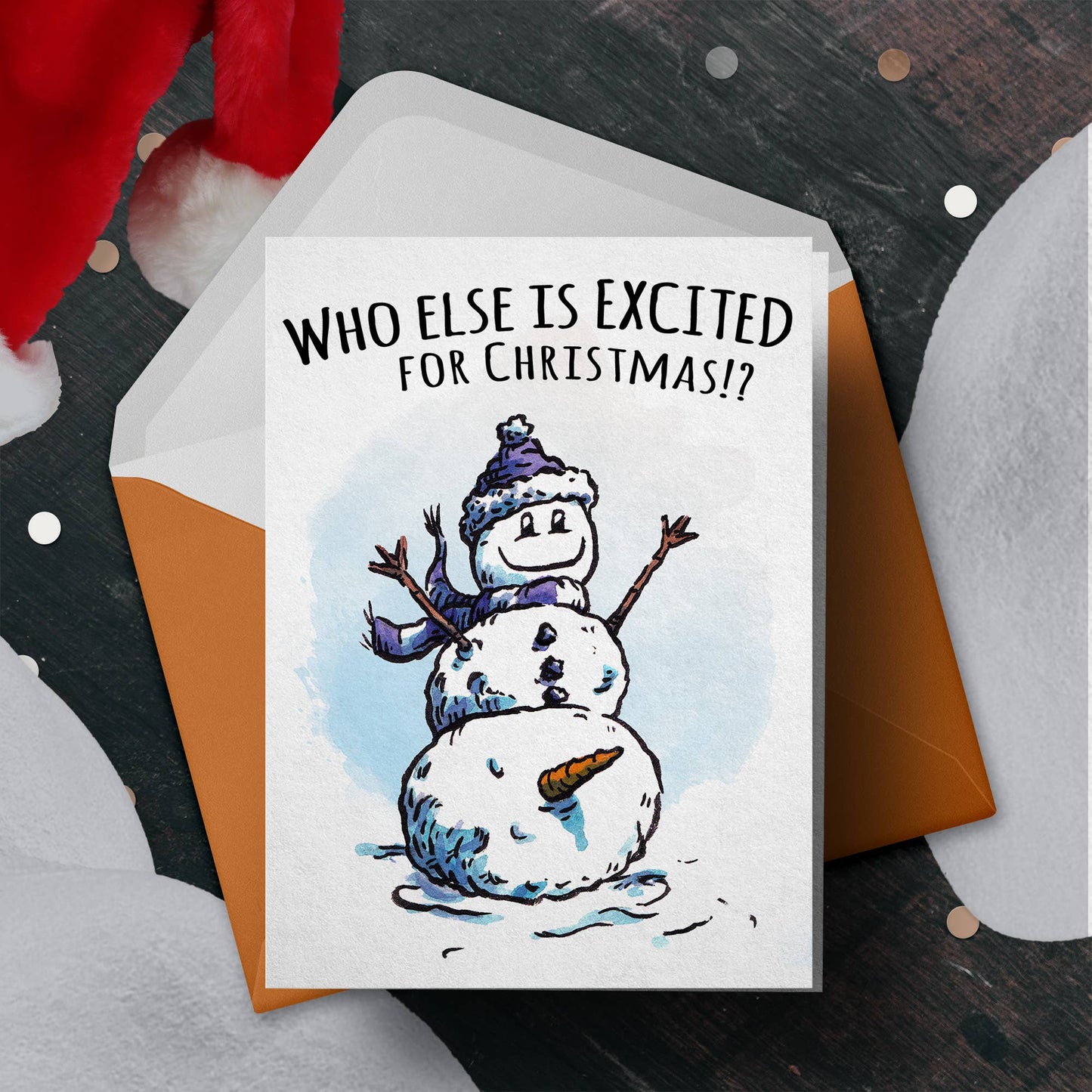 "Excited for Christmas" - Crude Snowman Christmas Card