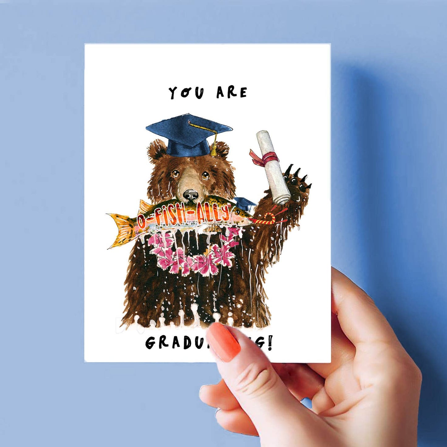 Bear Fish Grad - Funny Graduation Card