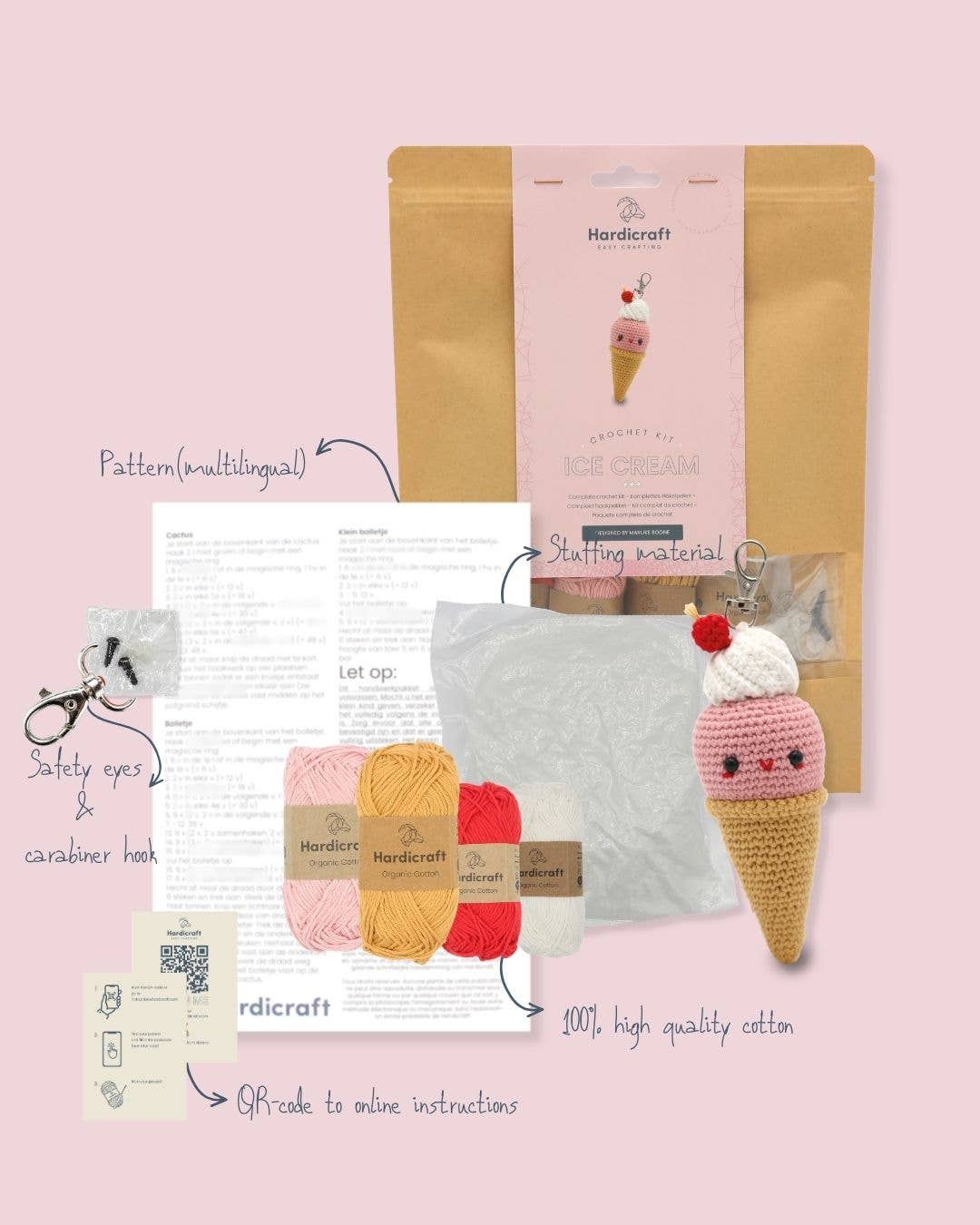DIY Crochet Kit - Ice Cream Bag Charm