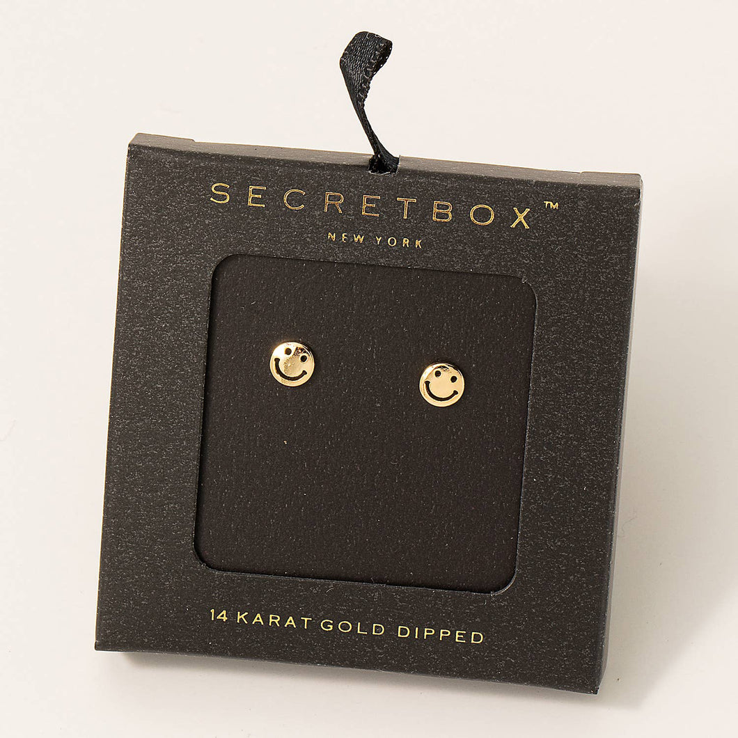 Secret Box Mini Smiley Face Stud Earrings