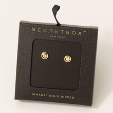 Load image into Gallery viewer, Secret Box Mini Smiley Face Stud Earrings
