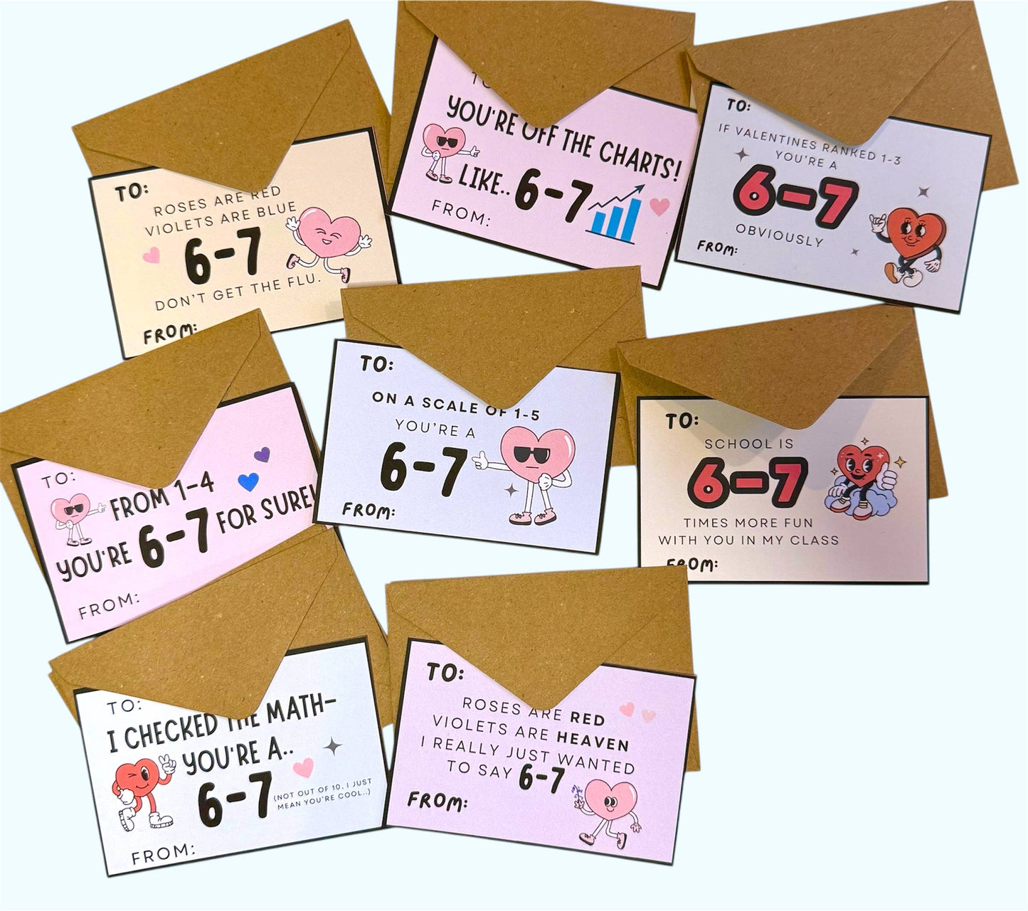 6-7 Six Seven Mini Valentine Cards | School Class | Trending