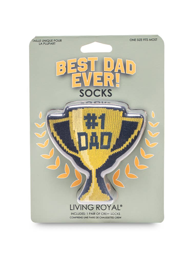 3D Packaged Crew Socks - Trophy - "#1 Dad" - Navy Blue