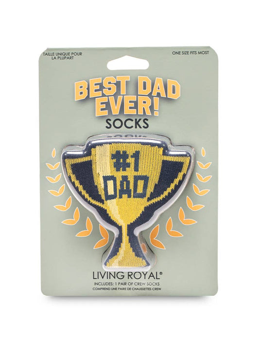 3D Packaged Crew Socks - Trophy - "#1 Dad" - Navy Blue