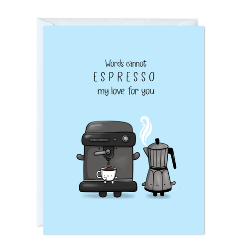 Anniversary Coffee Kawaii Greeting Card (Espresso My Love) - Front & Company: Gift Store