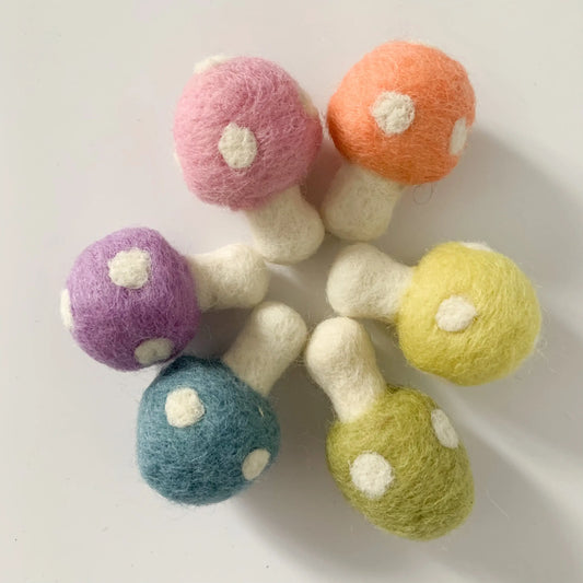 One Pastel Rainbow Felt Mushroom